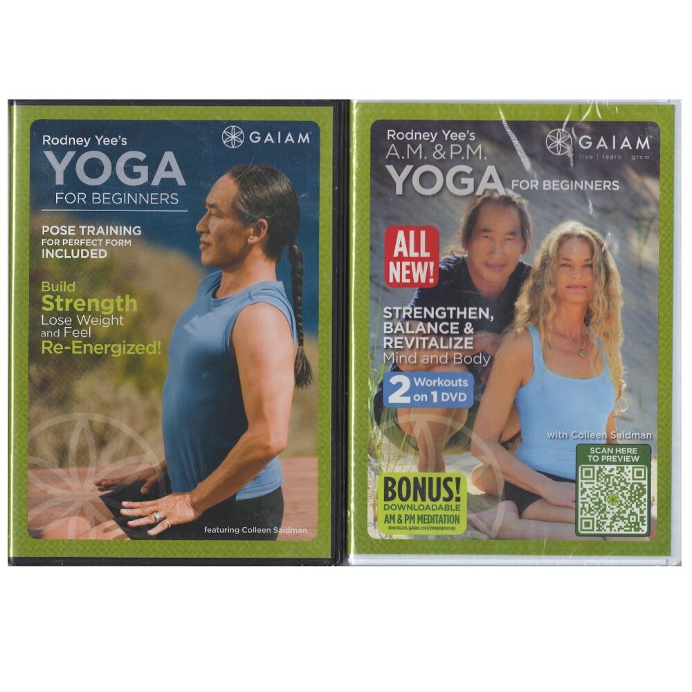 2 NEW Rodney Yee Yoga for Beginners DVDs - AM & PM Yoga and Yoga for Beginners